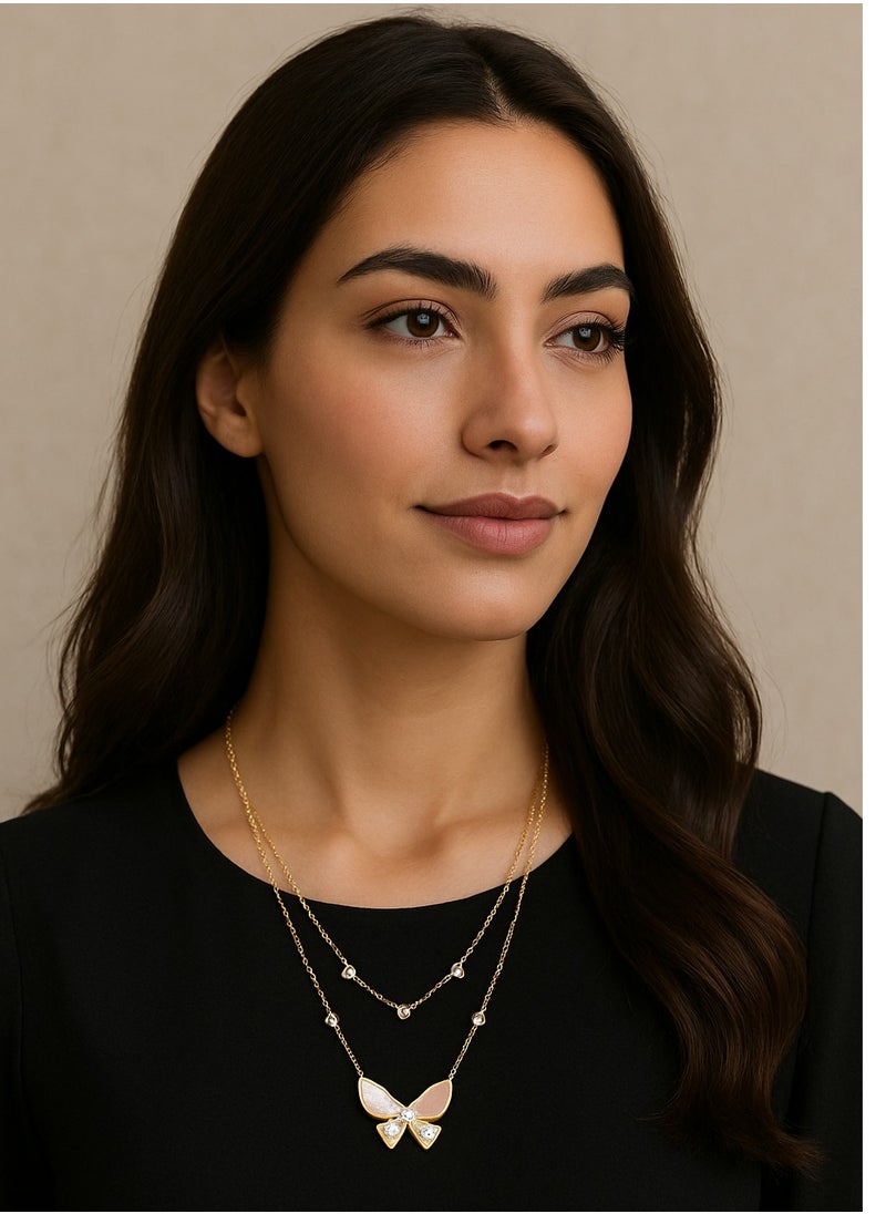 Generic - Dreamy Double-layer Butterfly Collar Necklace: Luxurious shell and micro-pave zircon design, trendy and color-fast necklace with a unique personality. - Image 1