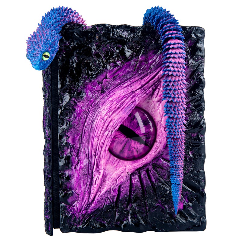 LZlightactor Handmade Big Eye Monster Embossed Journal,Resin Engraving Notebook,Blank Paper,Hardcover Travel Notepad for Writing,Sketchbook,Collection,Gift,Decoration Diary for Man Woman A5 (Purple with snake) - Image 1