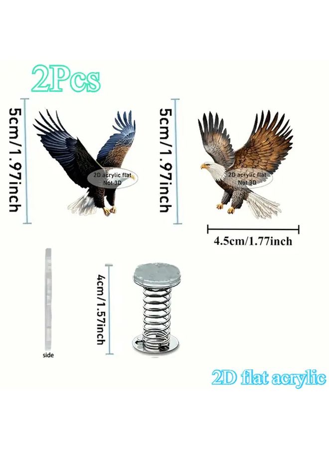 Eagle Car Ornament Type B 1pc Acrylic Flat 2D Decoration Spring Swaying Gift - Image 2