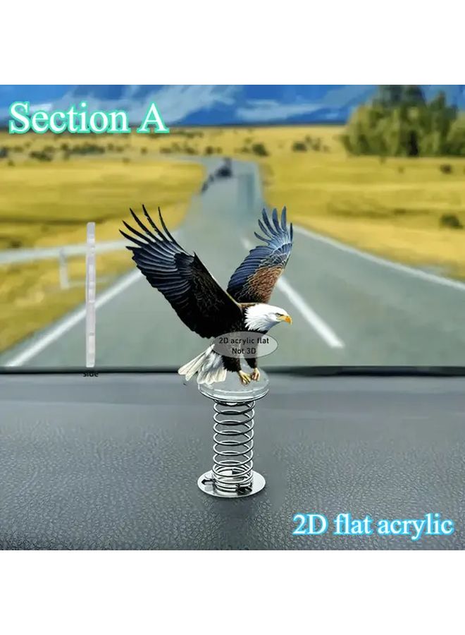 Eagle Car Ornament Type B 1pc Acrylic Flat 2D Decoration Spring Swaying Gift - Image 3