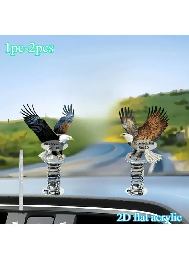 Eagle Car Ornament Type B 1pc Acrylic Flat 2D Decoration Spring Swaying Gift - Image 1