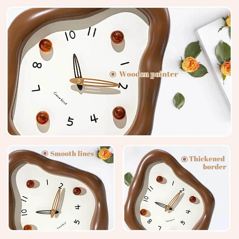 JUSTUP Wall Clock, 12 Inch Modern Wall Clock, Creative Rhombus Battery Powered Clock, Silent Clock Non Ticking for Office, Living Room, Home, Elegant Clocks for Bedroom Decorative (Brown) - Image 4