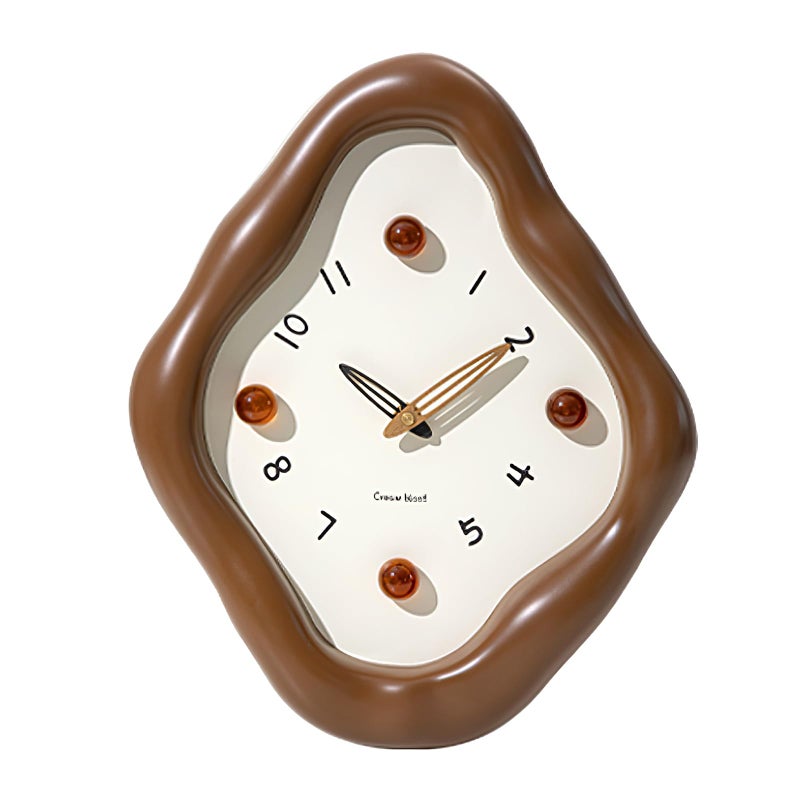 JUSTUP Wall Clock, 12 Inch Modern Wall Clock, Creative Rhombus Battery Powered Clock, Silent Clock Non Ticking for Office, Living Room, Home, Elegant Clocks for Bedroom Decorative (Brown) - Image 1