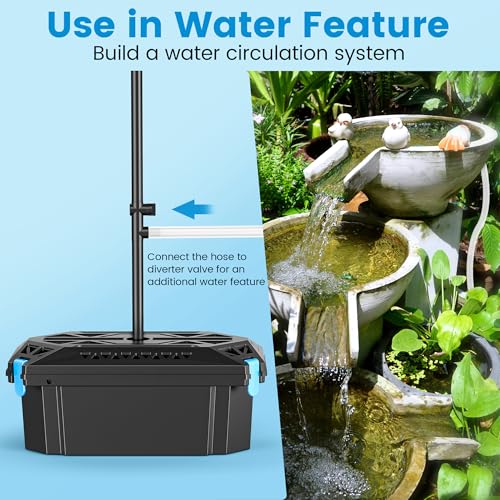 NFESOLAR Pond Filter Fountain, 20W Solar Filter Fountain with120 GPH Submersible Pump, 16.4ft Long Cable, 6.6ft Tubing for Outdoor Koi Pond, Fish Tank and Garden Water Features N3322 - Image 5