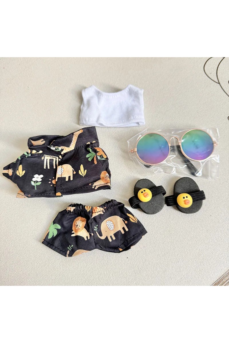 No dolls Deep coconut tree 15-17cm Mini Plush Doll Overalls: Beach Vacation Style Outfit for Kawaii