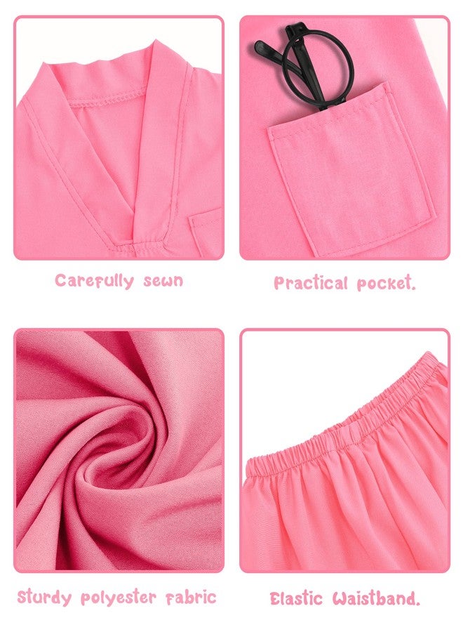 ICECUTE Doctor Scrubs for Kids,7 Pcs Scrubs Costume with Accessories, Halloween Costume for Boy Girls,3-11 Years (Pink, 7-8Years) - Image 3