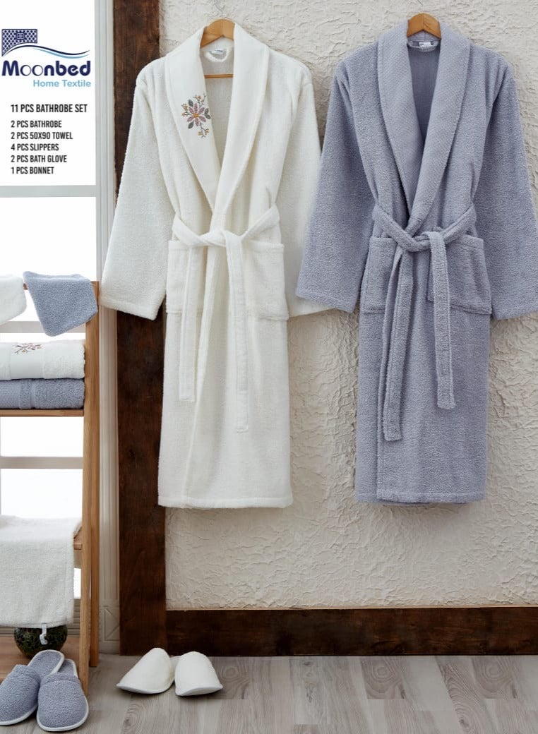 Family bathrobe, consisting of 10 pieces, 100% cotton, for women and men, bathrobe set