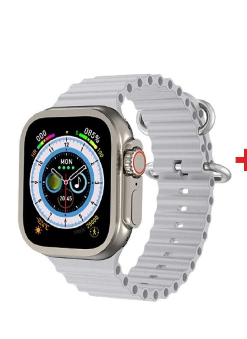 micro speed - Smart Watch KW5 Ultra2 , 3 IN 1 With Health Fitness Tracker Sport Watch, 3 addition Replacement Band 49MM-Silver - Image 1