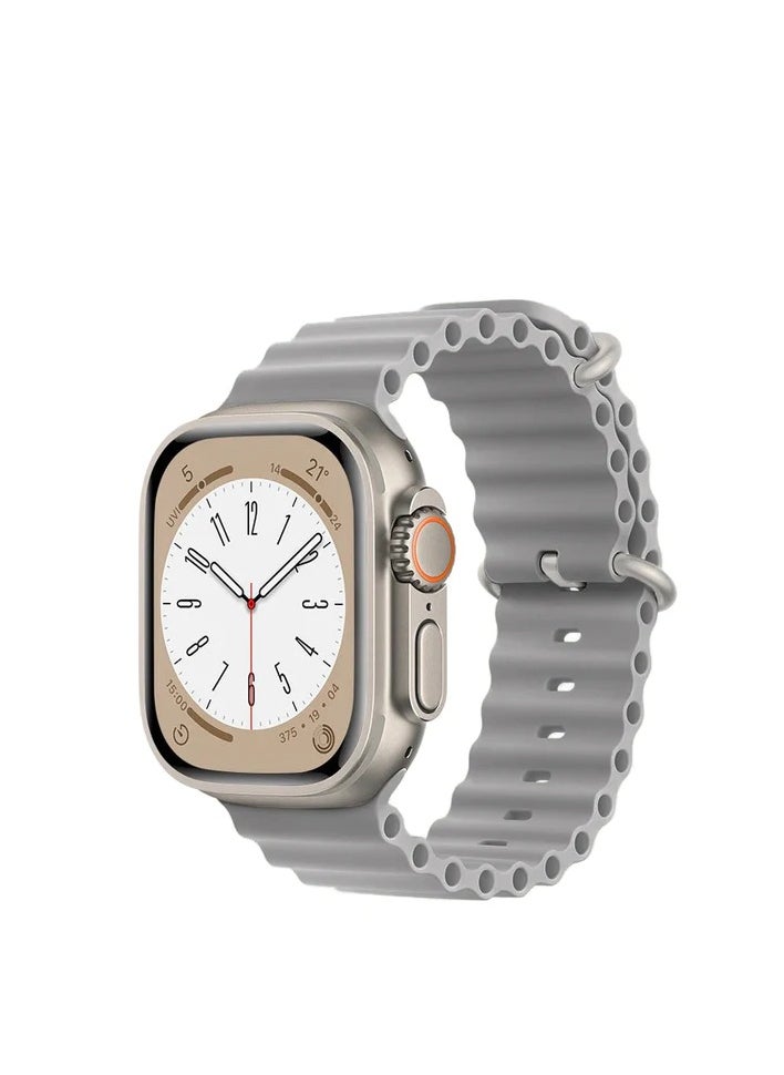 micro speed - Smart Watch KW5 Ultra2 , 3 IN 1 With Health Fitness Tracker Sport Watch, 3 addition Replacement Band 49MM-Silver - Image 1