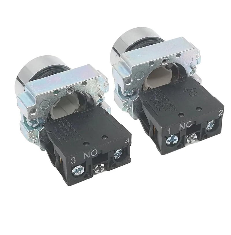 10 قطع 22 مم مفتاح زر XB2-BA42 إعادة ضبط ذاتي زر ضغط مسطح XB2 إيقاف طوارئ بدء تشغيل NO/NC مفتاح طاقة B2-BA4342 XB2-BA31 (XB2-BA4342 NC) - Image 3