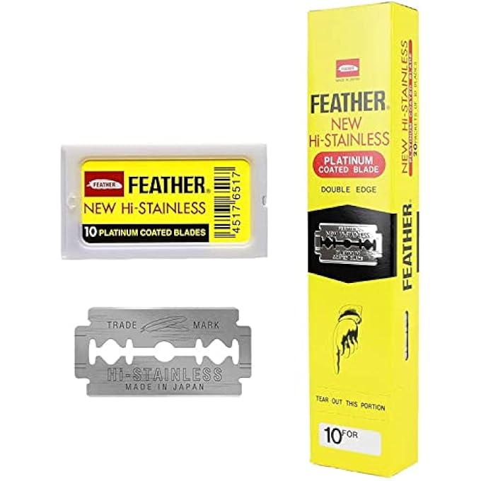 فيذر ريشة جديدة HiStainless البلاتين المغلفة مزدوجة حافة بليد 200 قطعة نوع عمود - Image 1