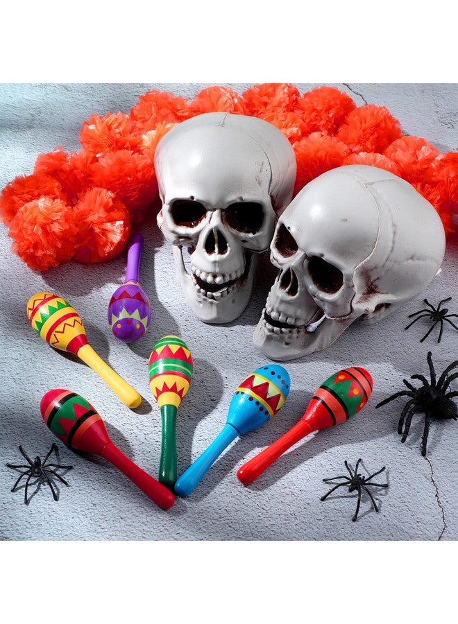 هونغداو مجموعة هونغداو من 36 ماراكاس خشبية صغيرة للحفلات المكسيكية، 6 تصاميم، ماراكاس خشبية، صانعة ضوضاء لحفلات فييستا، لوازم حفلات سينكو دي مايو، ديكورات حفلات الثلاثاء التاكو، لعبة لواو (نمط كلاسيكي) - Image 5