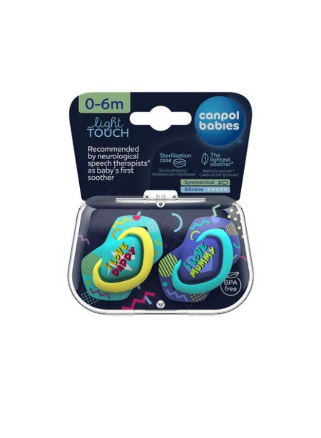 Canpol babies Silicone Soother Light touch 0-6m Symmetrical NEON LOVE 2 pcs - Image 1