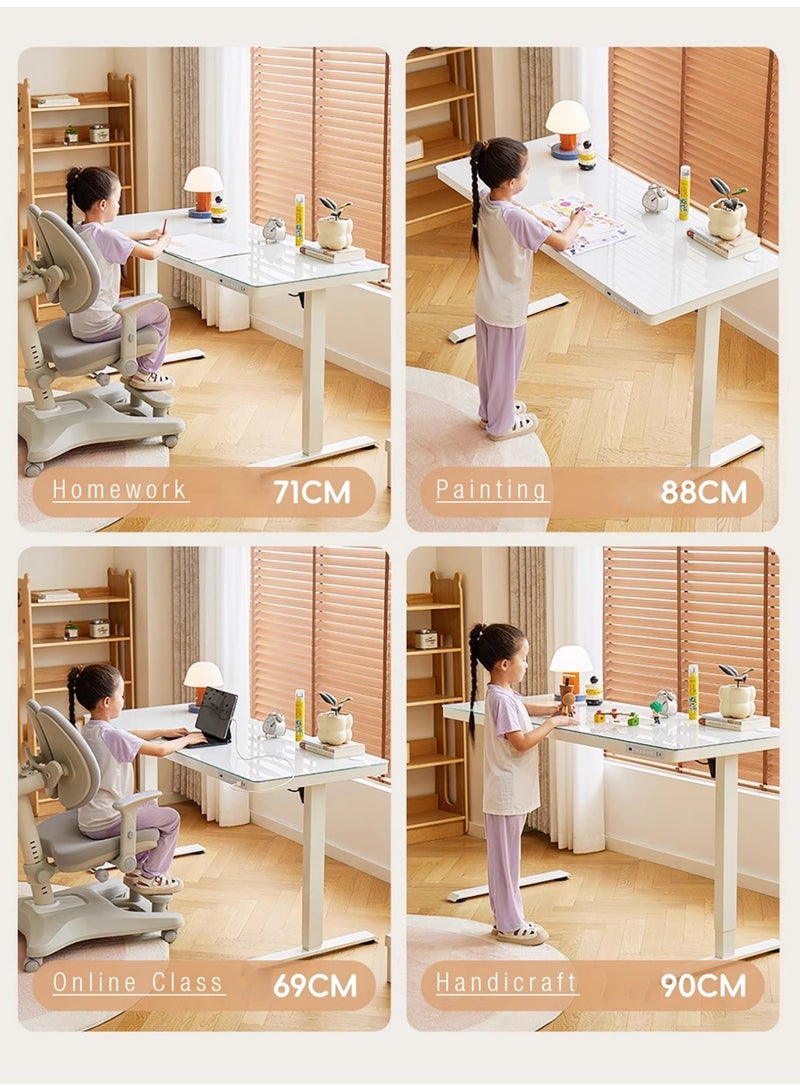 Merry Moments Home Office Desk Gaming Desk Office Table Workstation Computer Desk Electric Motorised Height Adjustable White with Tempered Glass Top USB Type C Size: W120 x W60 cm - Image 4