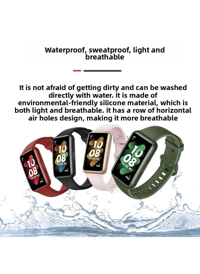 Generic - Suitable For HuaweiBracelet 9/8/7/6 Wristband Replacement Strap Watchband Sports Smart Watch Milanese Silicone N-Color:Bracelet 8/9/NFC Strap [red] Comes With Film - Image 1
