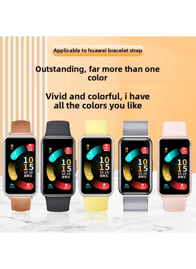 Generic - Suitable For HuaweiBracelet 9/8/7/6 Wristband Replacement Strap Watchband Sports Smart Watch Milanese Silicone N-Color:Bracelet 8/9/NFC Strap [red] Comes With Film - Image 1