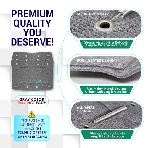 LATCH.IT RV Step Covers 3 Pack | 18" Wide Camper Step Covers | Gray RV Stair Covers | RV Step Carpet Fits 8-11" Deep RV Stairs | RV Stair Carpet | RV Step Cover | Keep Your RV Clean w/Our RV Step Rug - Image 4