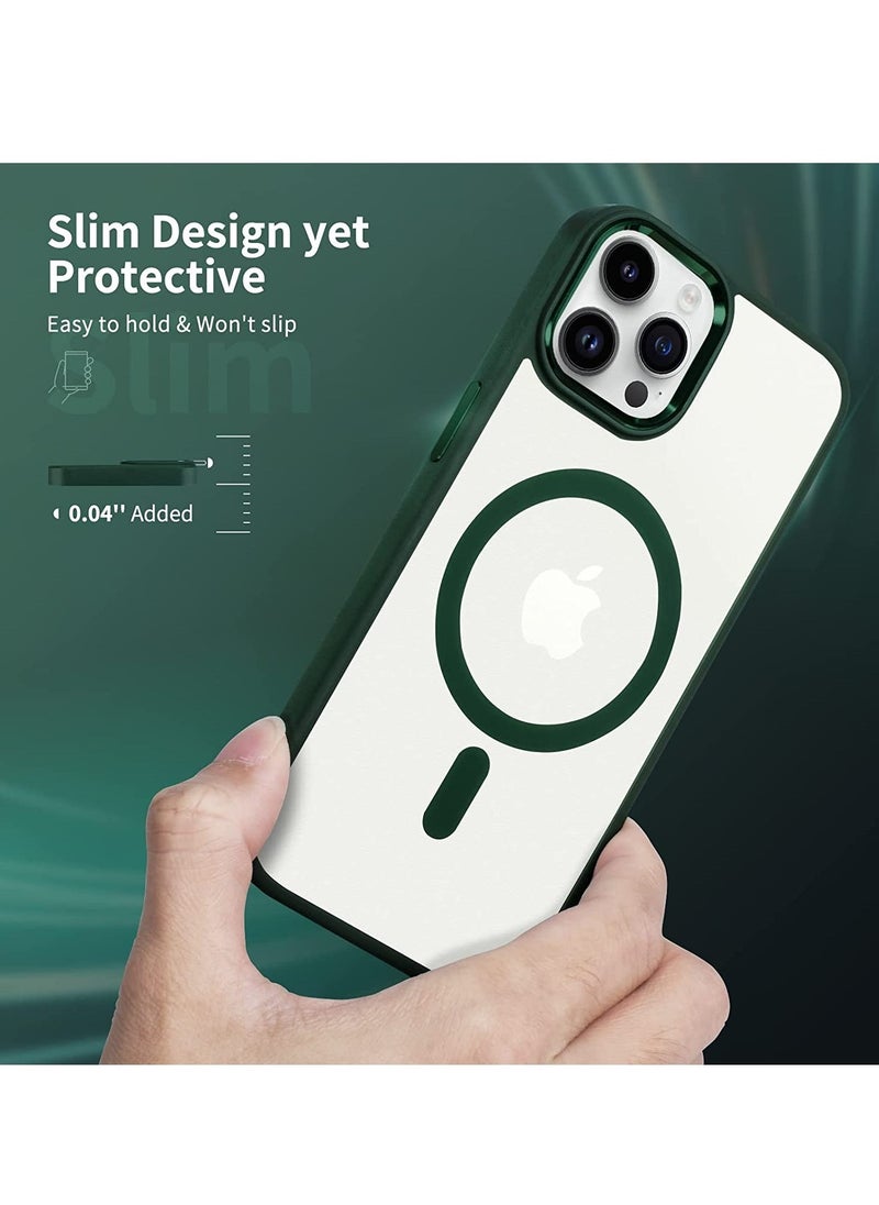 Raxoom Case Cover with Mag-Safe Magnetic Translucent Matte Protective Cover Back Hard Shockproof Cases for Apple iPhone 14 Pro Phone Case(2022)(6.1 inch) Green  - Image 2