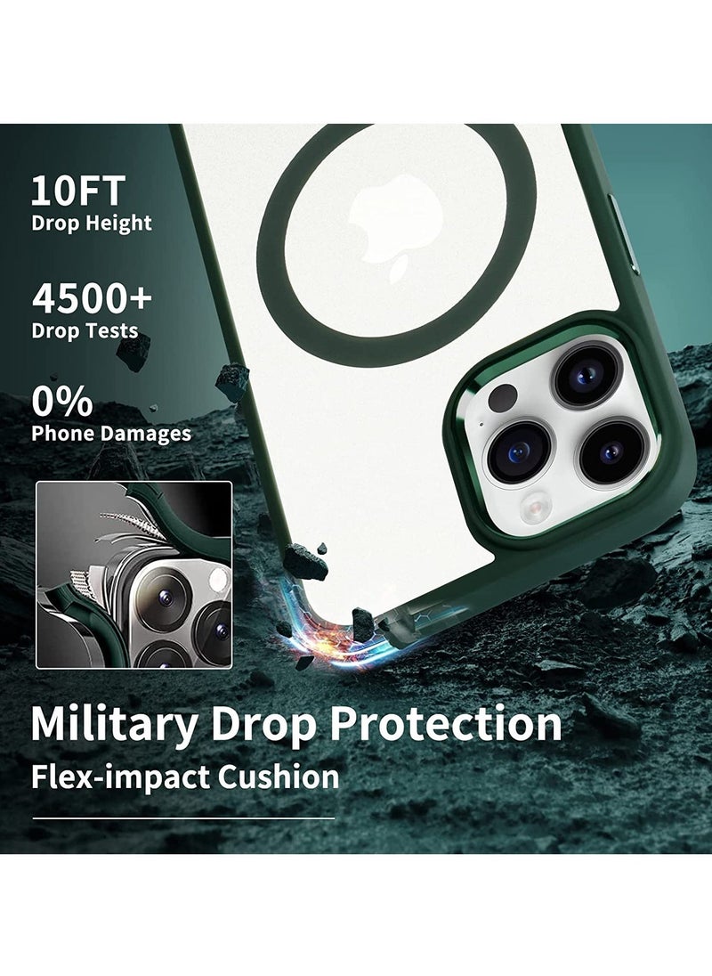 Raxoom Case Cover with Mag-Safe Magnetic Translucent Matte Protective Cover Back Hard Shockproof Cases for Apple iPhone 14 Pro Phone Case(2022)(6.1 inch) Green  - Image 4
