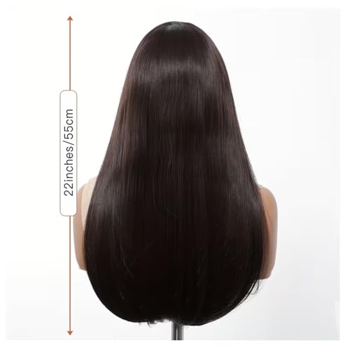 ASSU Lace Front Wig 13x4 HD Transparent for Women | 24 Inch Deep Brown Synthetic Hair Wig | Glueless Wig | Heat Resistant Fiber | Natural Hairline | Lightweight Daily Wear - Image 4