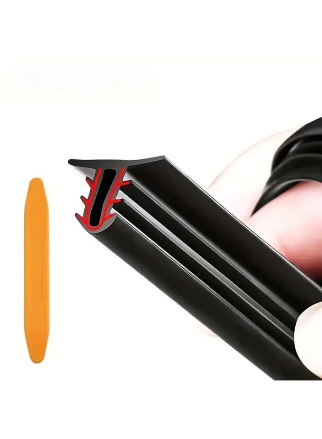 شريط مانع تسرب مطاطي أسود قطعتان للسيارات والشاحنات والقوارب وعربات التخييم، عازل للصوت لوحة القيادة، زينة الزجاج الأمامي، حماية الفجوات - Image 1