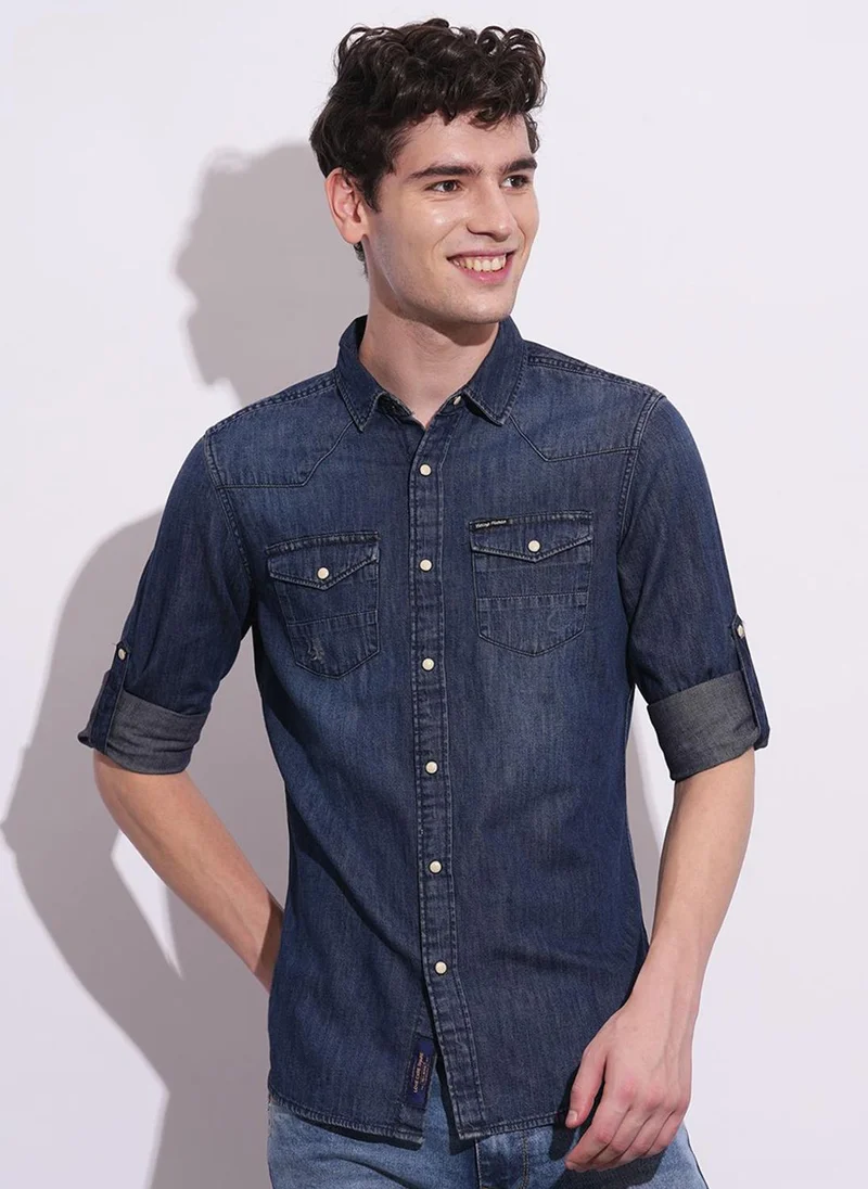 بيينغ هيومان Men Classic Slim Fit Opaque Casual Shirt