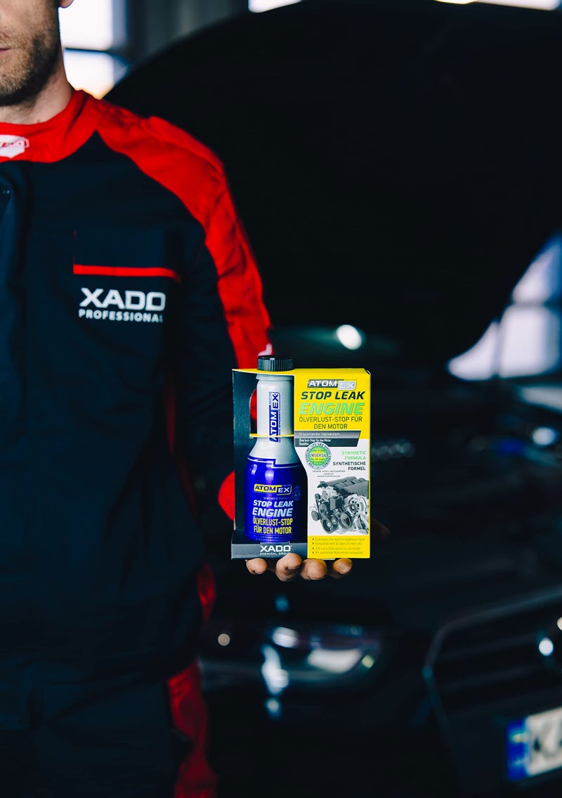 Xado إضافة زيت XADO ATOMEX لإيقاف تسرب المحرك - استعادة الختم والحشوات، علاج لمحرك السيارة عالي الأميال أو الختم الرئيسي الخلفي، أفضل مانع للتسربات وإعادة الختم (زجاجة، 250 مل) - Image 3