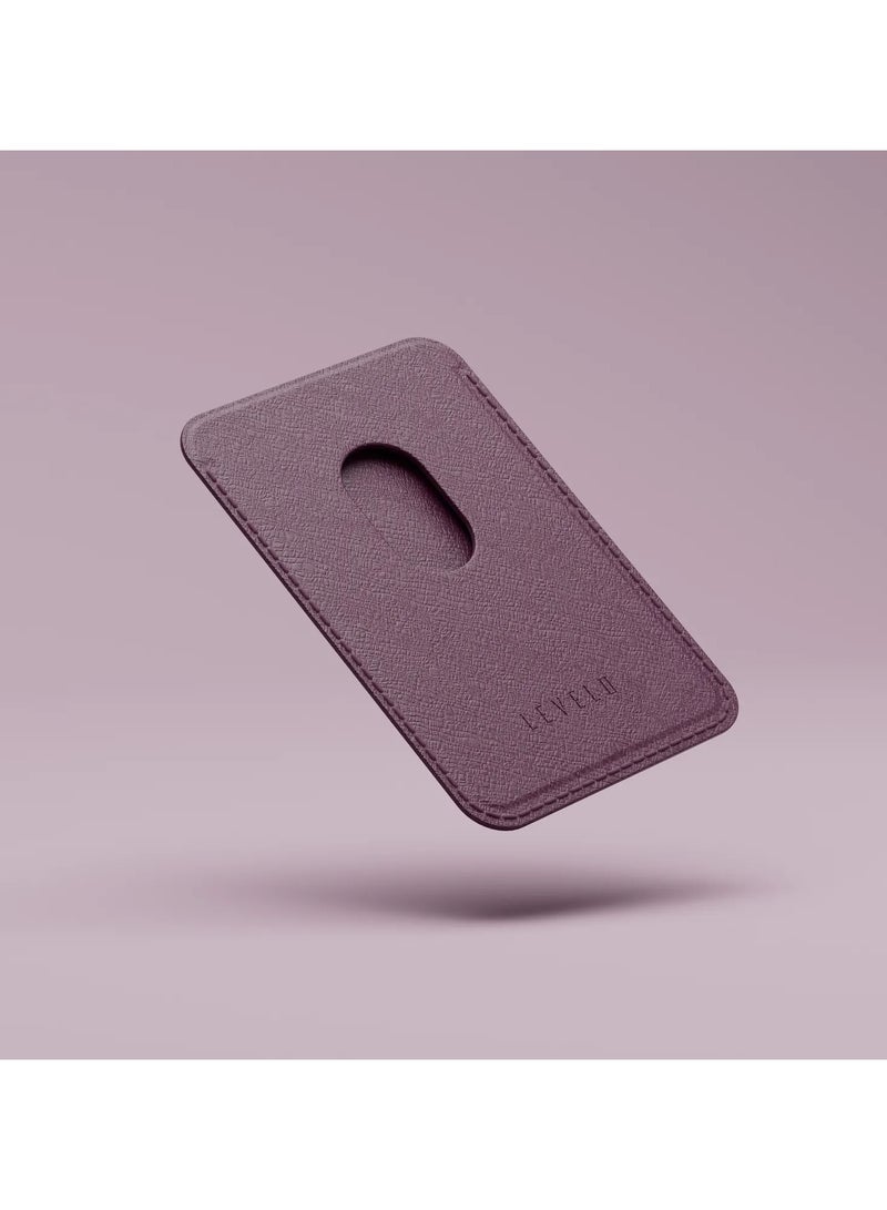 LEVELO Bond Genuine Leather MagSafe Wallet / Strong Magnets / Accurate Cutouts / MagSafe Compatibility - Purple - Image 3