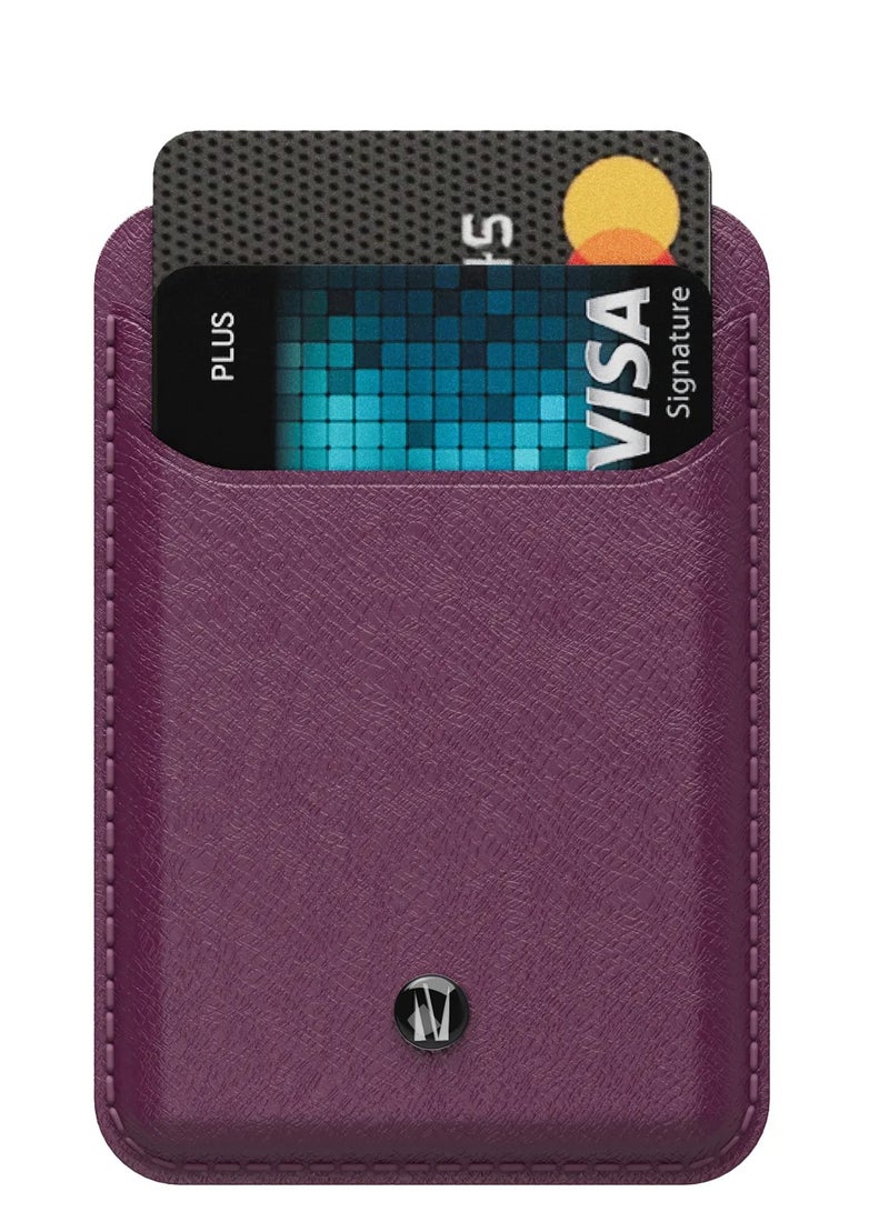 LEVELO Bond Genuine Leather MagSafe Wallet / Strong Magnets / Accurate Cutouts / MagSafe Compatibility - Purple - Image 4