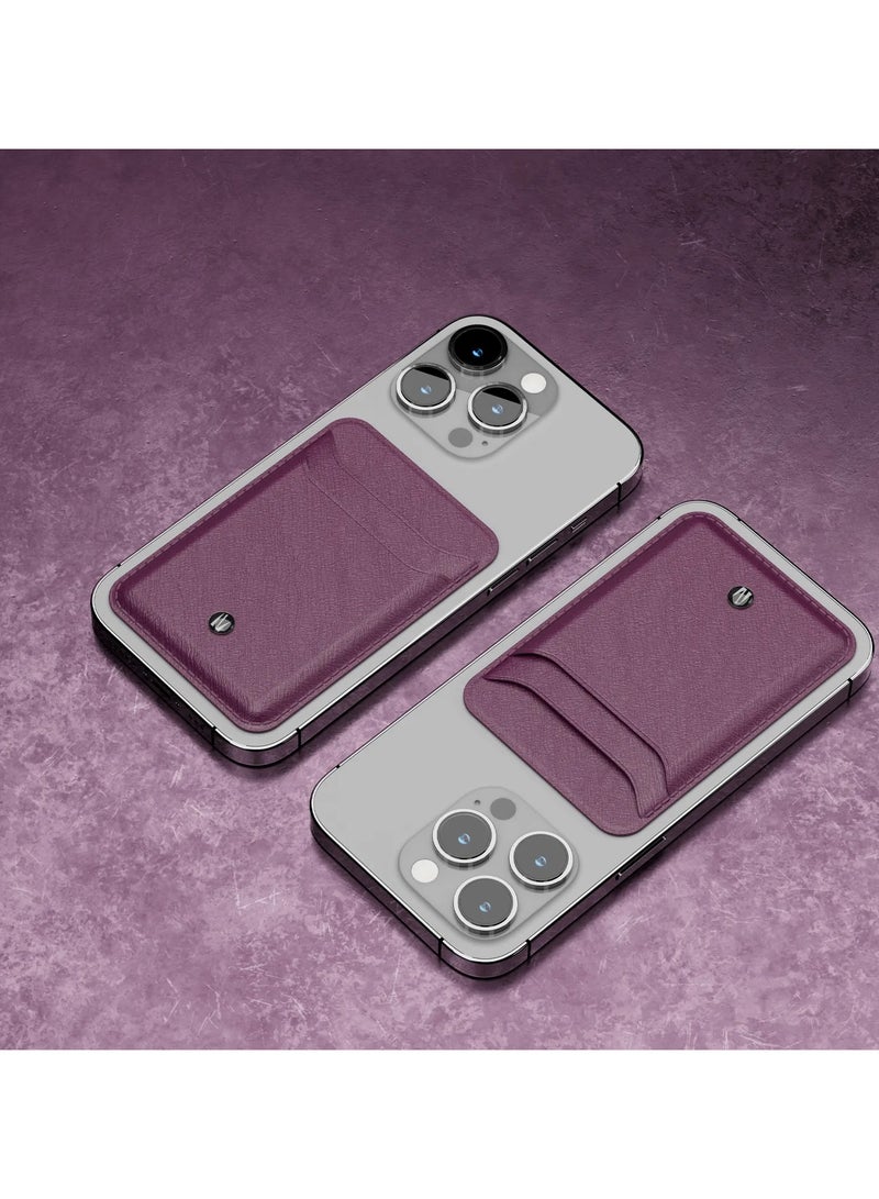 LEVELO Bond Genuine Leather MagSafe Wallet / Strong Magnets / Accurate Cutouts / MagSafe Compatibility - Purple - Image 5