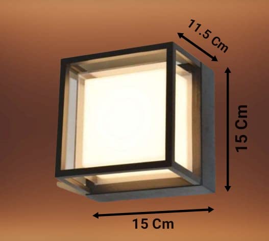 FILLISKA Acrylic LED Wall Light, 12 Watt, Indoor/Outdoor, Warm White, IP-65 Rated (Black Square-819) - Image 3