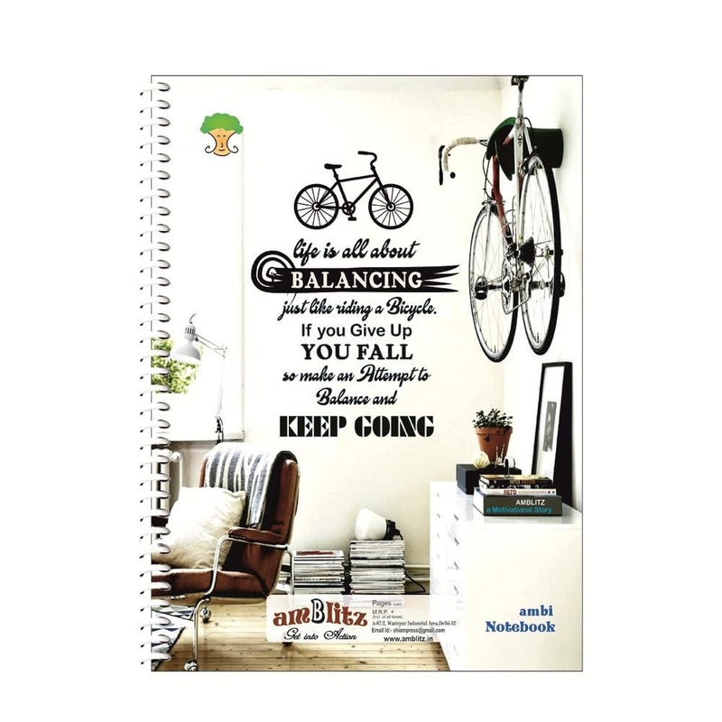 amblitz Spiral Notebook | UnRuled | 400 Pages | 70GSM Thick Paper | Size A4 (21 X 29.7 CM) | Student Notebook | - Image 1