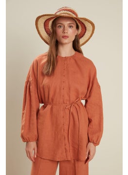 Manuka Linen Balloon Sleeve Shirt Tile  - Image 3
