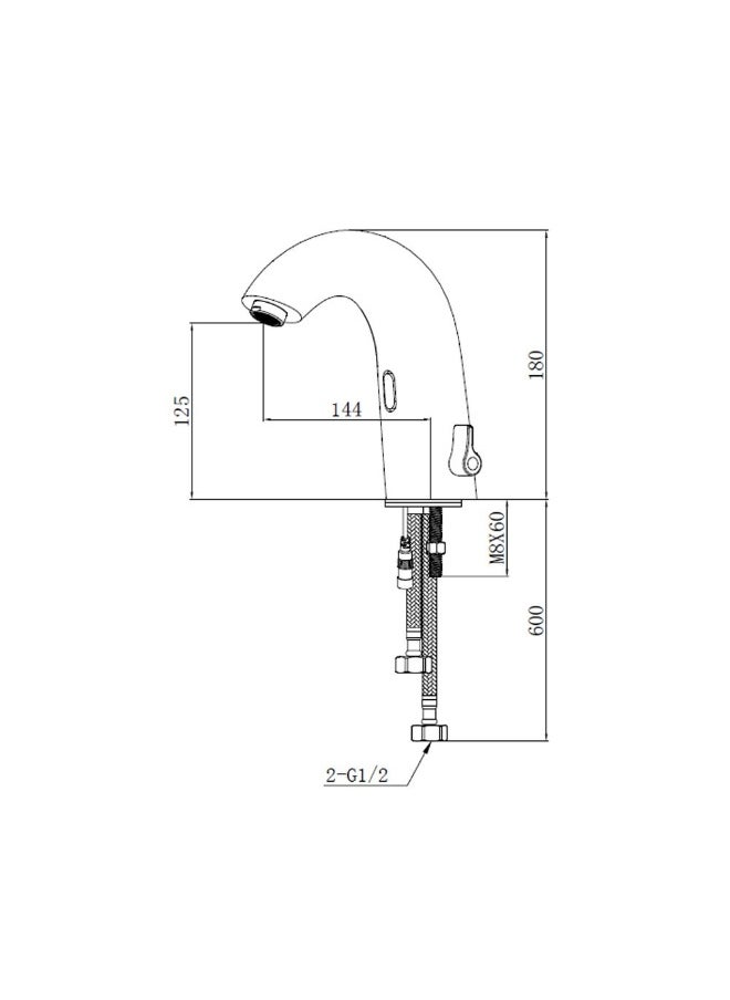 DANUBE HOME Milano Aliz Sensor Mixer Hot And Cold Water Chrome | Brass Basin Mixer | Single Tap Wash Basin Mixer Sink Faucet For Bathroom Faucet Vanity Lavatory - Chrome  - Image 4