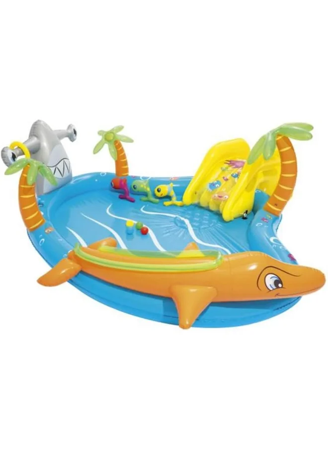 بست واي Inflatable Kids Water Play Center - Sea Life Paddling Pool With Multiple Activities, 280x257x87cm