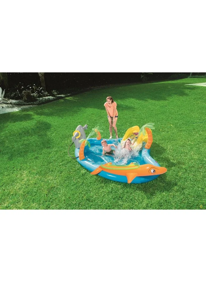 بست واي Inflatable Kids Water Play Center - Sea Life Paddling Pool With Multiple Activities, 280x257x87cm