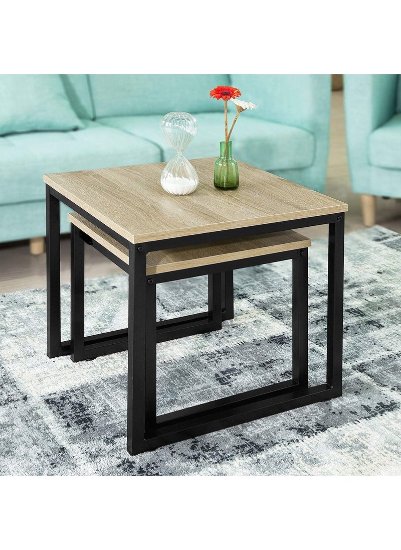 Generic Indian Decor 4595 Nesting Tables Set of 2 Coffee Table Side Table End Table Black  - Image 2