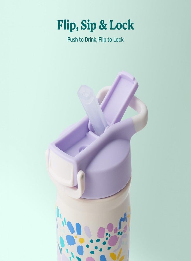 ريديوس زجاجة مياه ريدوس هيدرات برو المعزولة المصنوعة من الفولاذ المقاوم للصدأ، سعة 14 أونصة، مع غطاء مانع للتسرب، آمنة للاستخدام في غسالة الأطباق، خالية من مادة بيسفينول أ، مزودة بجدار مزدوج ومكنسة كهربائية، تحافظ على برودة المشروبات لمدة 48 ساعة، مناسبة لحامل الأكواب - زهور تجريدية - Image 5