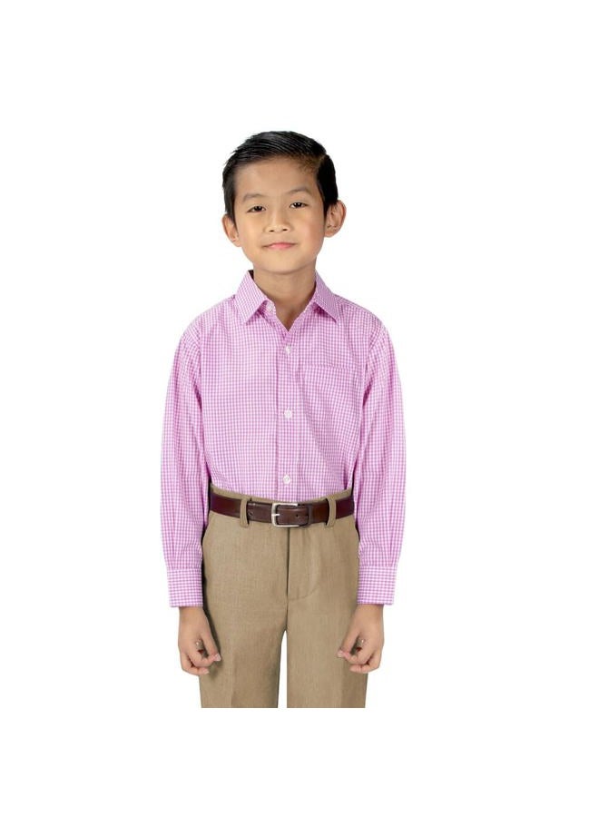 Spring Notion Big Boys' Long Sleeve Gingham Shirt 4T Lemonade Pink, Boys' Clothing - Image 4