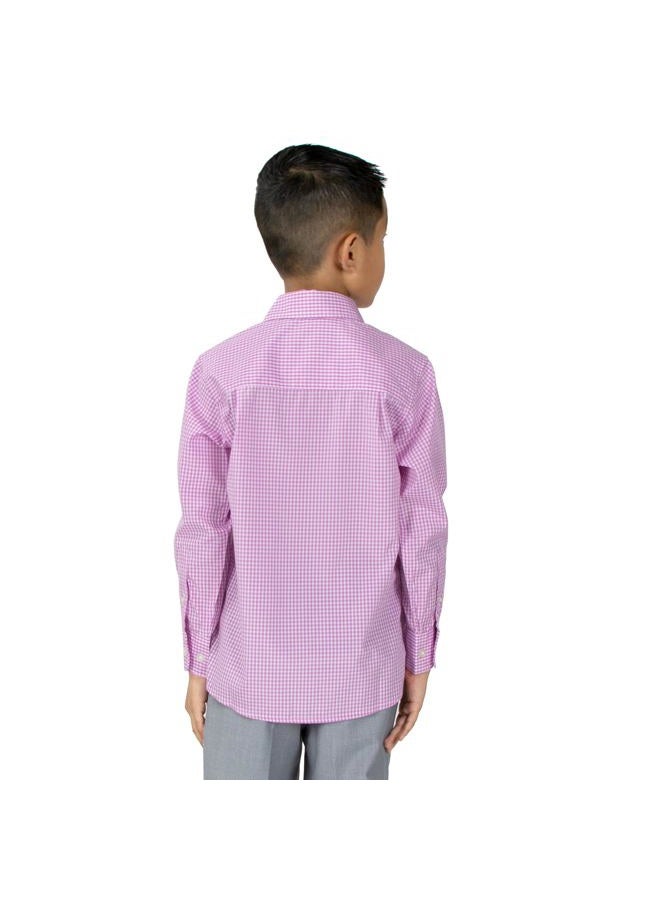 Spring Notion Big Boys' Long Sleeve Gingham Shirt 4T Lemonade Pink, Boys' Clothing - Image 3