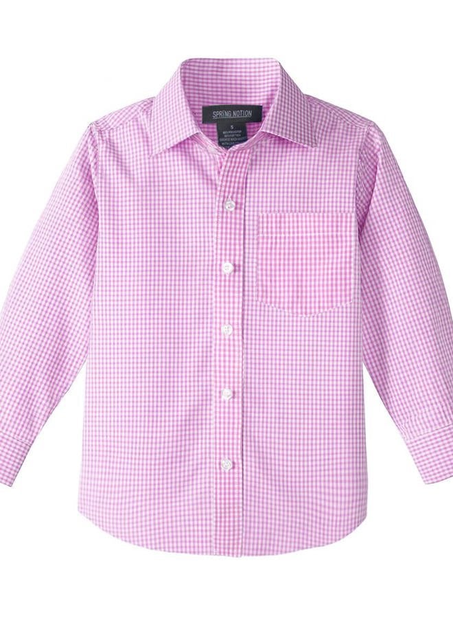 Spring Notion Big Boys' Long Sleeve Gingham Shirt 4T Lemonade Pink, Boys' Clothing - Image 1