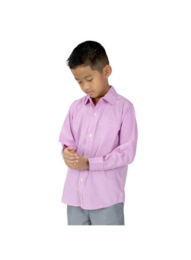 Spring Notion Big Boys' Long Sleeve Gingham Shirt 4T Lemonade Pink, Boys' Clothing - Image 2