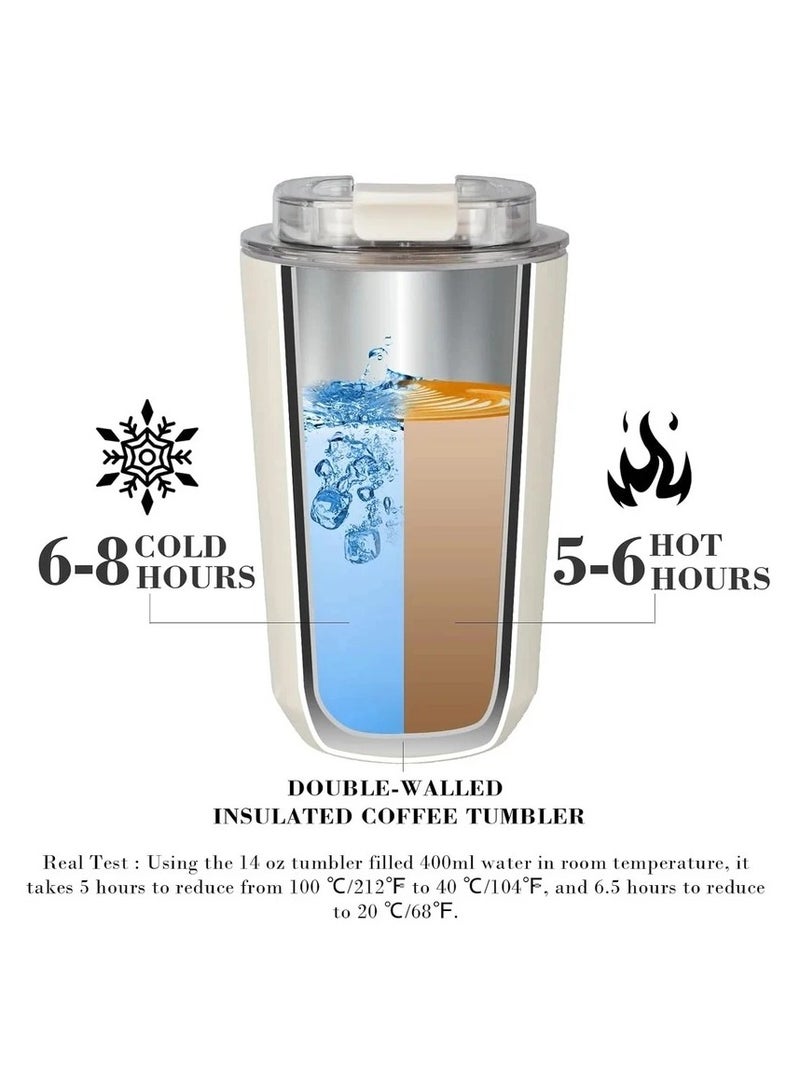 smeg Coffee Mug, Vacuum Insulated Travel Mug, Spill Proof Leakproof Tumbler With Lid, Double Wall Vacuum Insulation Flask for Hot And Cold Drinks At Home, Office, Car, (4pc White) - Image 3