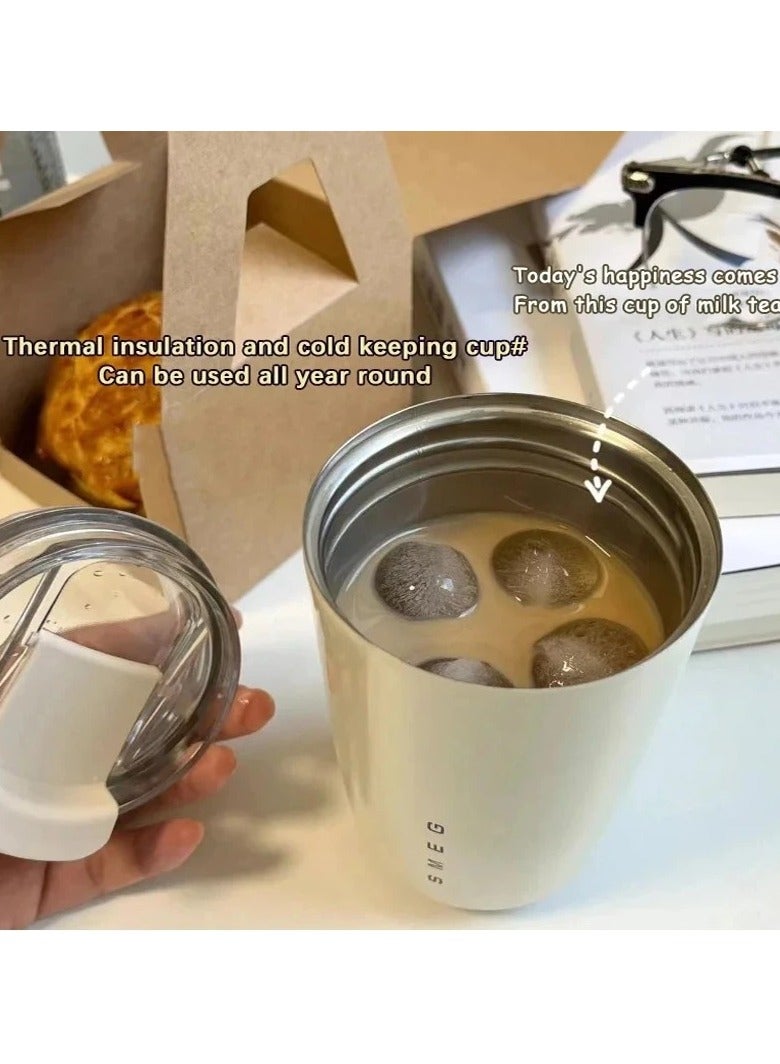 smeg Coffee Mug, Vacuum Insulated Travel Mug, Spill Proof Leakproof Tumbler With Lid, Double Wall Vacuum Insulation Flask for Hot And Cold Drinks At Home, Office, Car, (4pc White) - Image 4