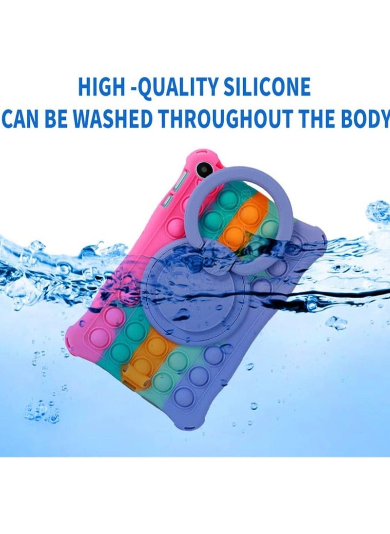 Compatible with Huawei Matepad SE 10.4 inch 2023 AGS5-W00 Silicon Case Stand Cover with Should Strap (Colorful-Rose) - Image 3