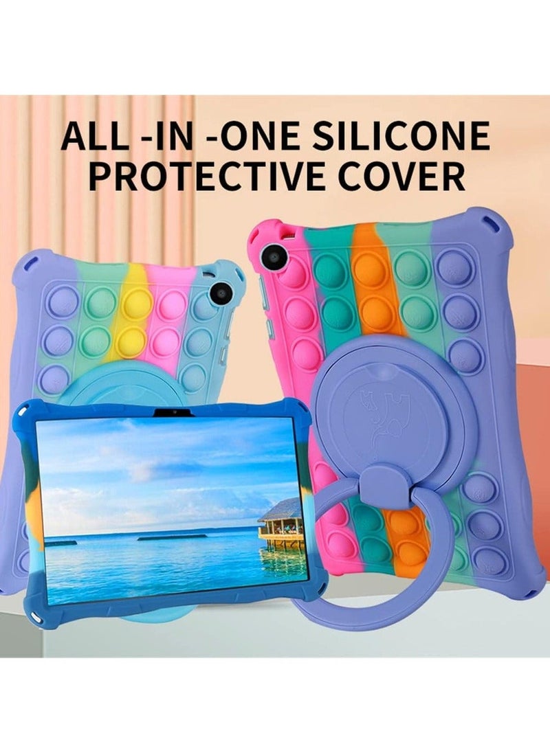 Compatible with Huawei Matepad SE 10.4 inch 2023 AGS5-W00 Silicon Case Stand Cover with Should Strap (Colorful-Rose) - Image 2