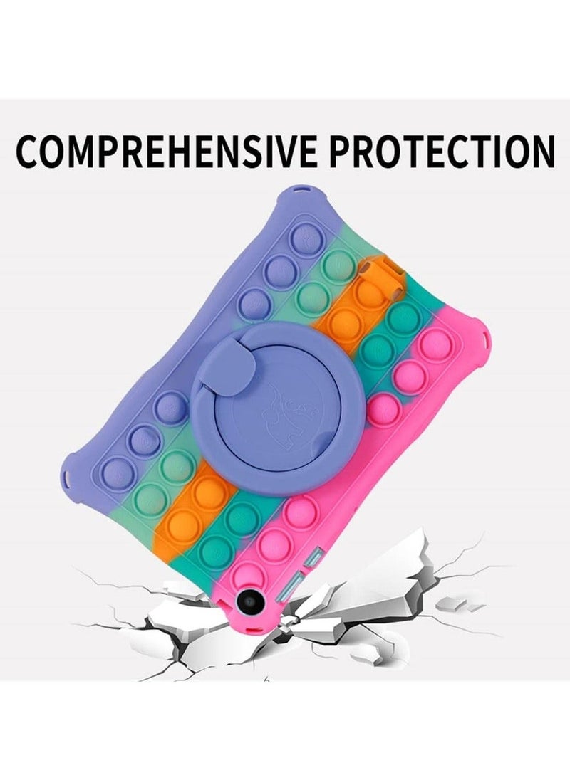 Compatible with Huawei Matepad SE 10.4 inch 2023 AGS5-W00 Silicon Case Stand Cover with Should Strap (Colorful-Rose) - Image 4