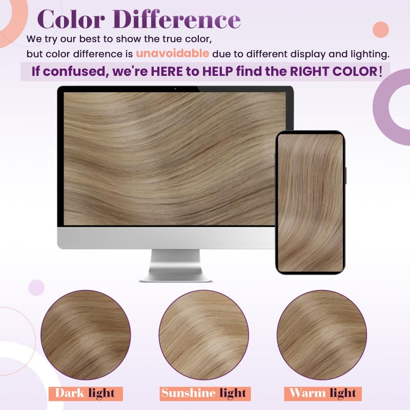 LaaVoo Clip in Hair Extensions Real Human Hair Blonde Highlights Light Blonde Human Hair Clip in Extensions Highlights Blonde Hair Extension Clip ins Double Weft 18 Inch 5pcs/80g - Image 4