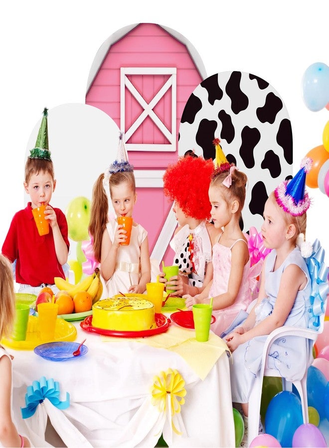 RimCereal Cartoon Arch Backdrop Cover Set of 3 House Arch Covers Spandex Stretch Cow Backdrop Stand 4ft, 5ft, 6ft for Wedding Birthday Banquet Ceremony Decoration(Pink,Cloud) - Image 5