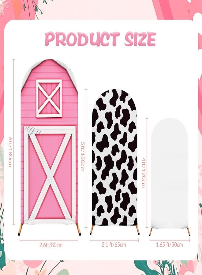 RimCereal Cartoon Arch Backdrop Cover Set of 3 House Arch Covers Spandex Stretch Cow Backdrop Stand 4ft, 5ft, 6ft for Wedding Birthday Banquet Ceremony Decoration(Pink,Cloud) - Image 2